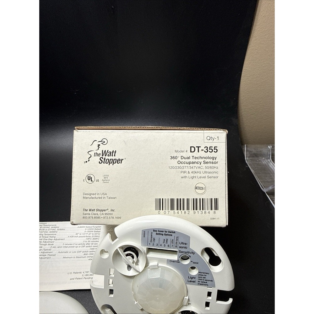 Wattstopper DT-355 Dual Tech Ceiling Occupancy PIR Ultrasonic Sensor 120-347V